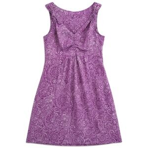 Athleta Dress Womens Size 2 Purple Paisley Sleeveless V-Neck Mini Side Zip